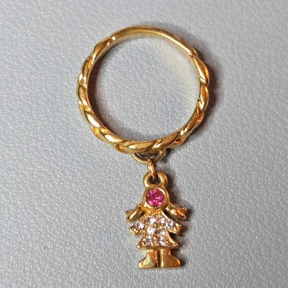 Vintage KIRKS FOLLY Gold Tone Braided Charm Ring 